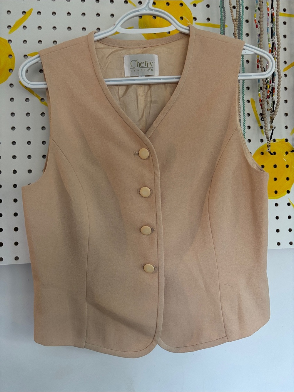 Beige Button Front Vest